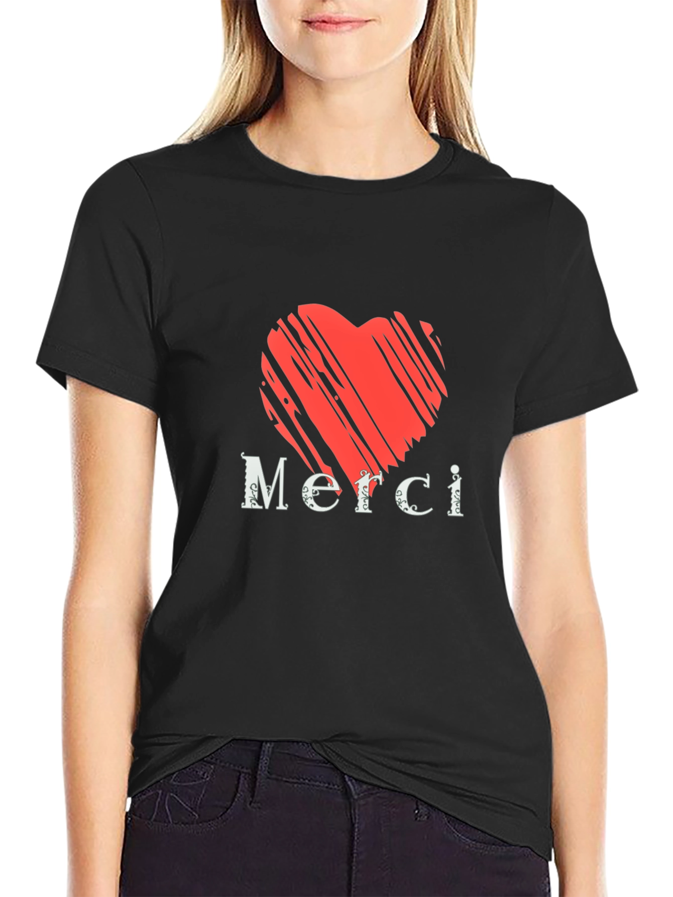 Heart Merci Graphic Tee - Stylish Casual Comfort