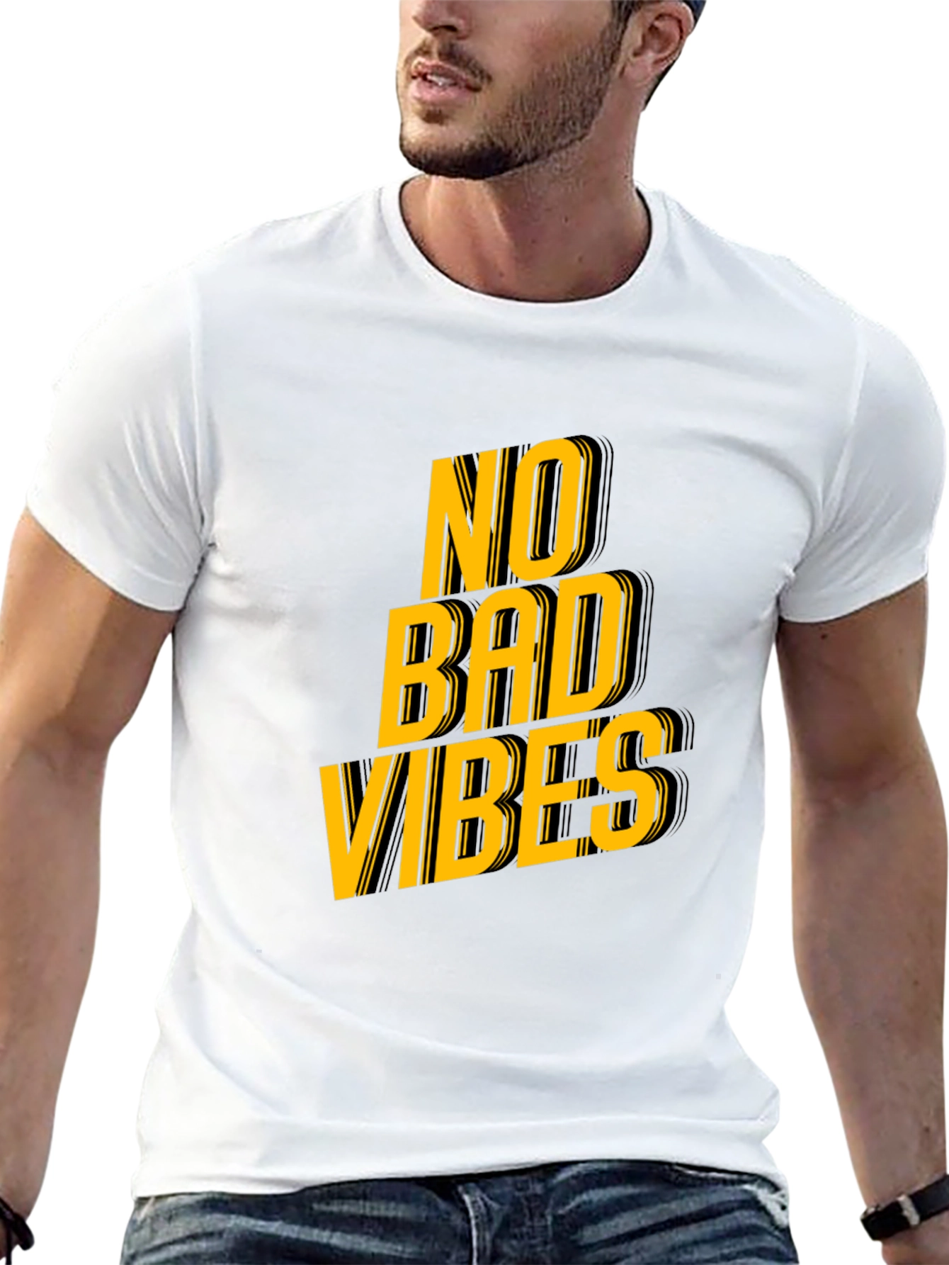 No Bad Vibes Graphic Tee - Trendy Black T-Shirt