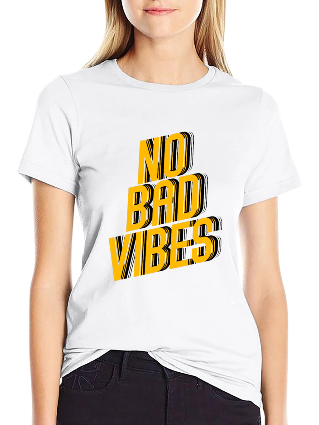 No Bad Vibes Graphic Tee - Trendy Black T-Shirt