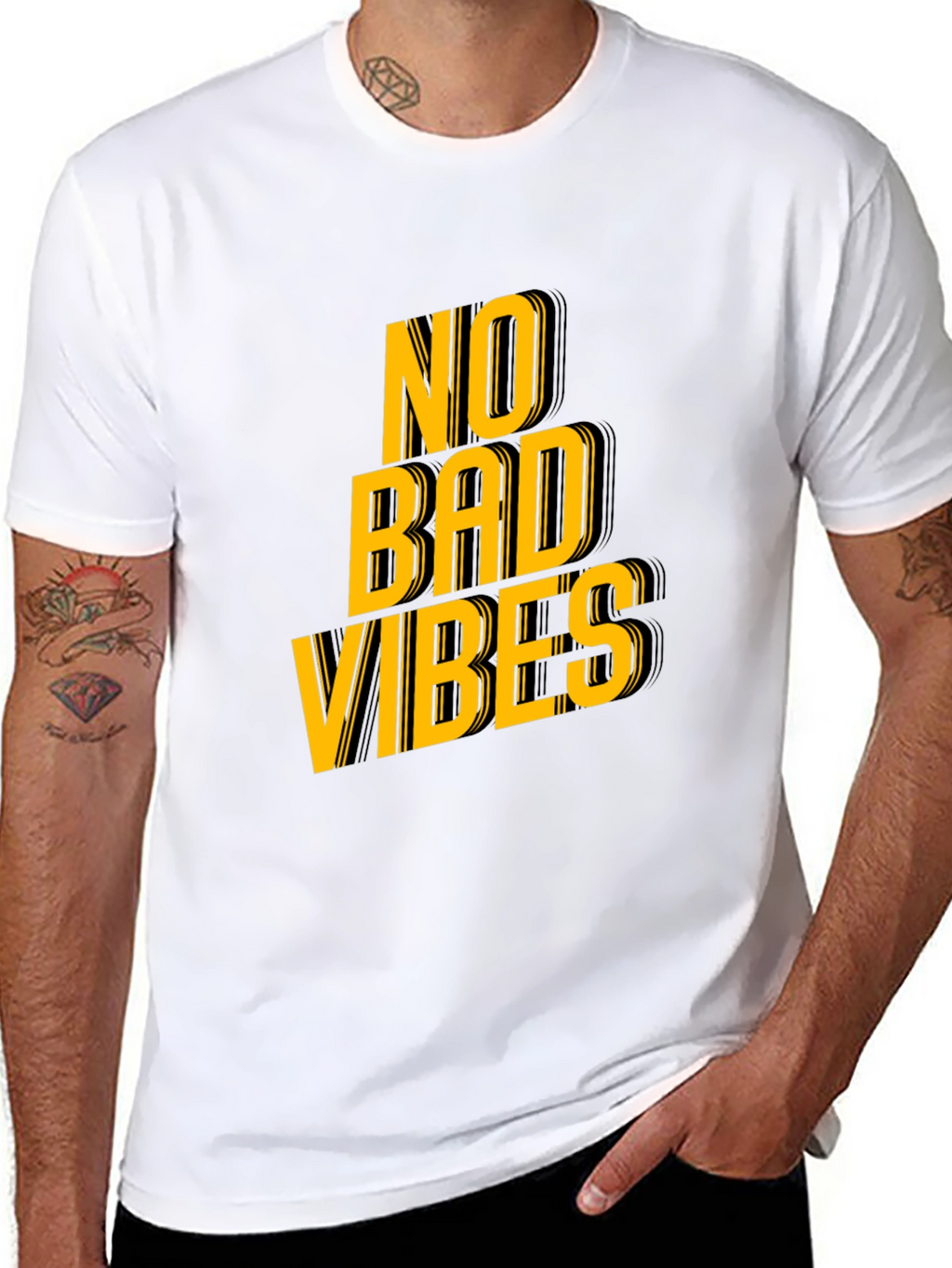 No Bad Vibes Graphic Tee - Trendy Black T-Shirt