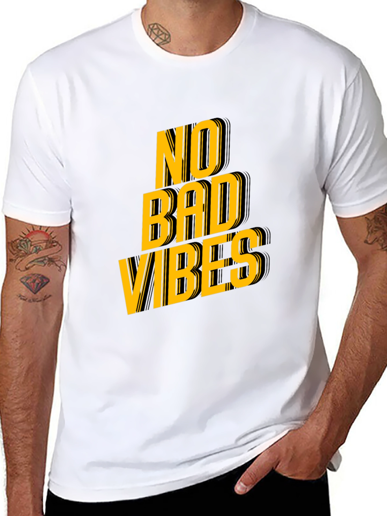 No Bad Vibes Graphic Tee - Trendy Black T-Shirt