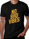 No Bad Vibes Graphic Tee - Trendy Black T-Shirt