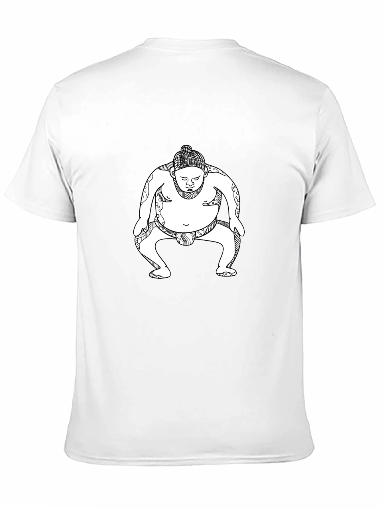 Sumo Wrestler Graphic Tee - Black Cotton T-Shirt