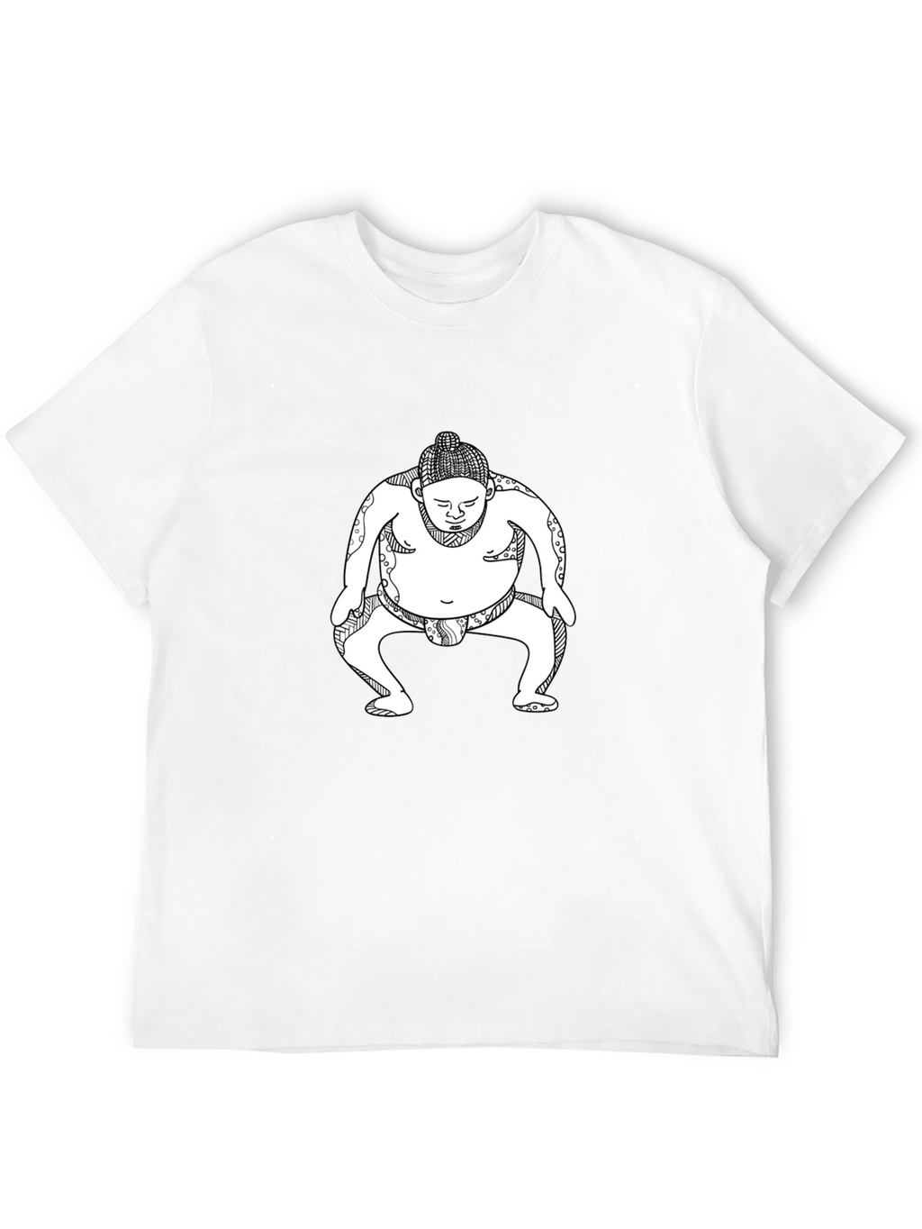 Sumo Wrestler Graphic Tee - Black Cotton T-Shirt