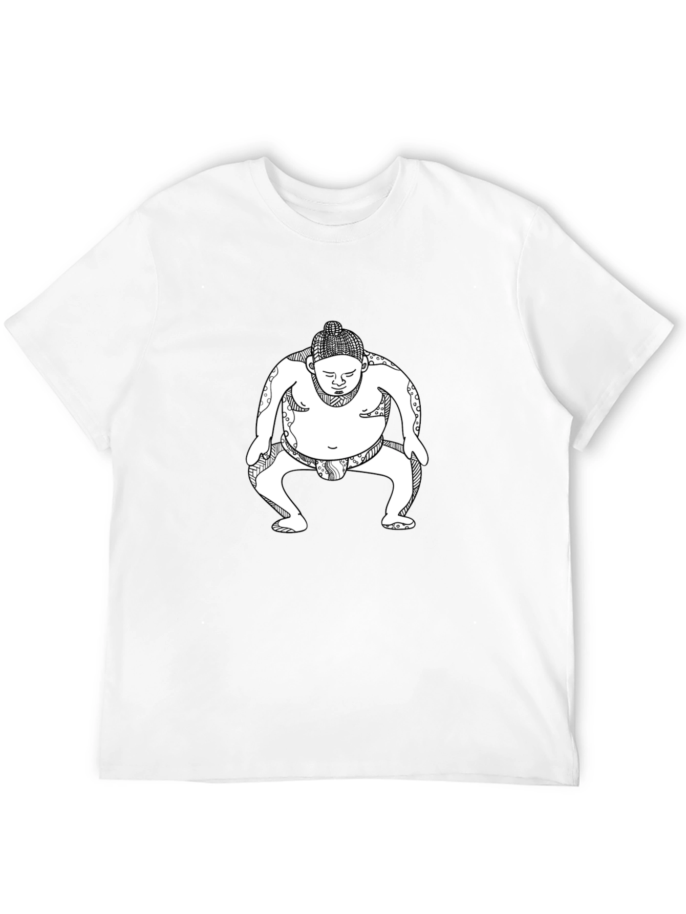 Sumo Wrestler Graphic Tee - Black Cotton T-Shirt