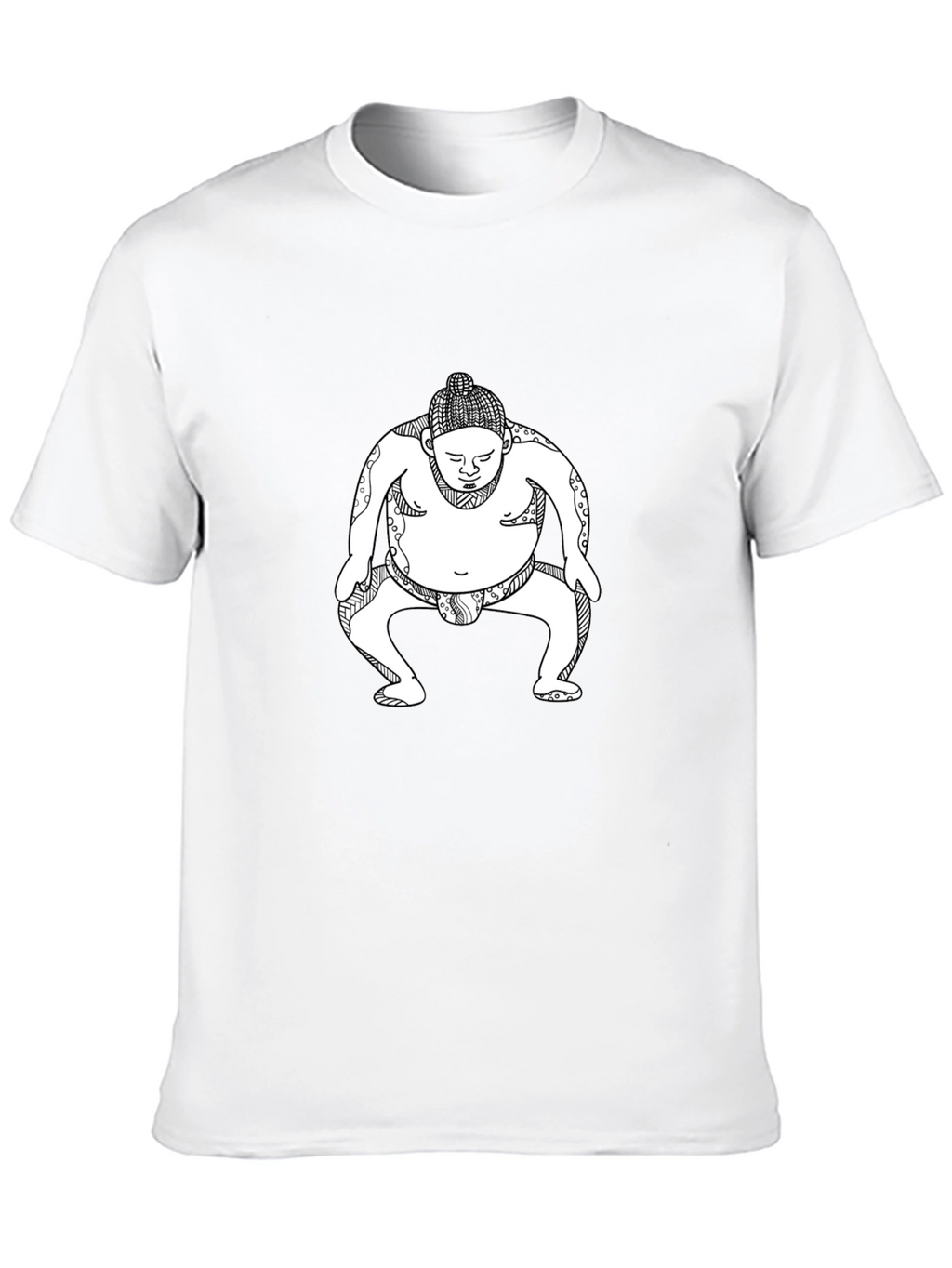Sumo Wrestler Graphic Tee - Black Cotton T-Shirt