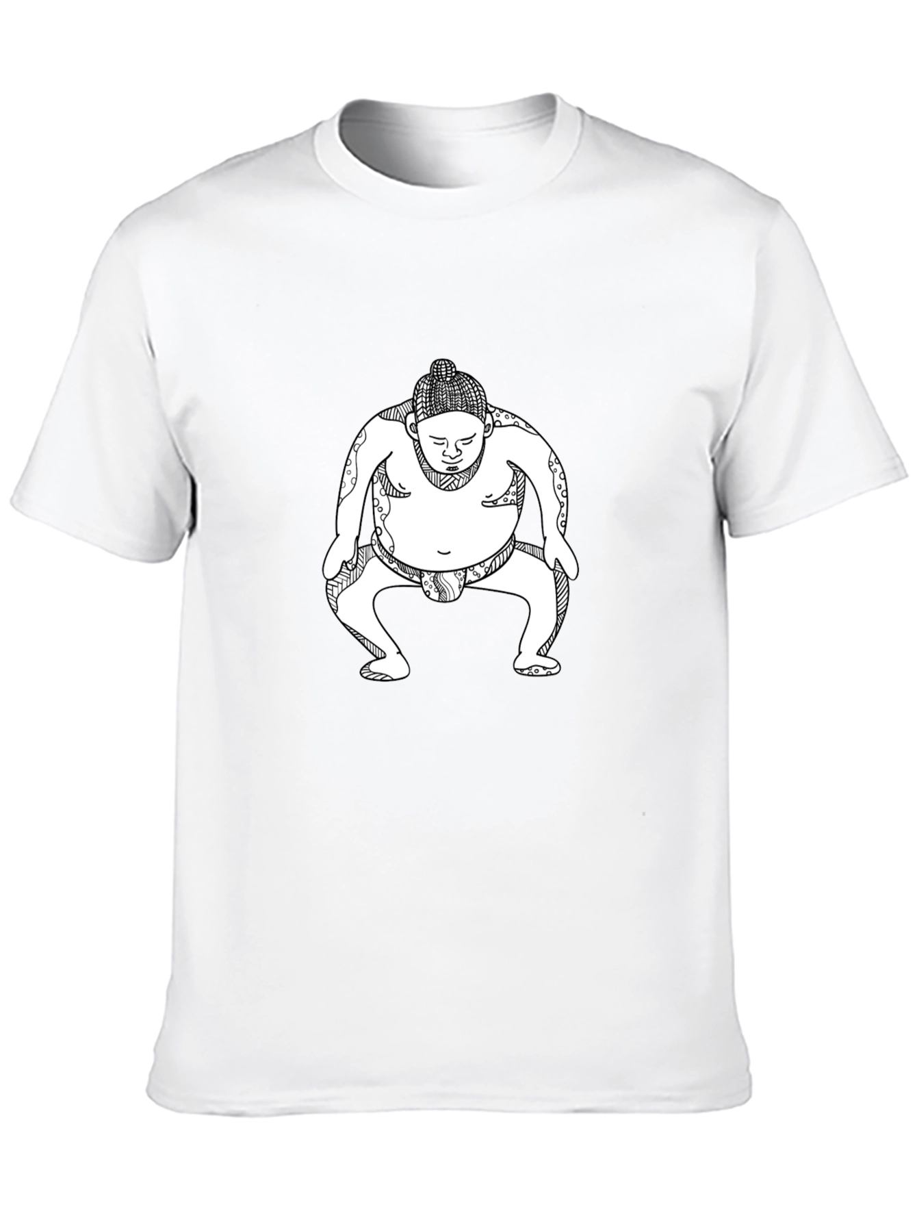 Sumo Wrestler Graphic Tee - Black Cotton T-Shirt