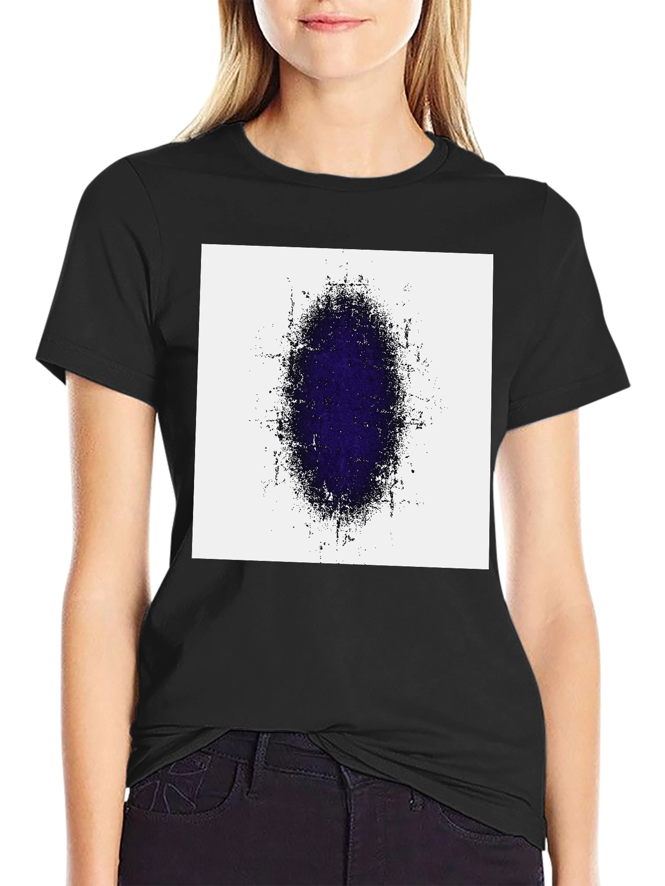 Abstract Oval Graphic Print Black T-Shirt