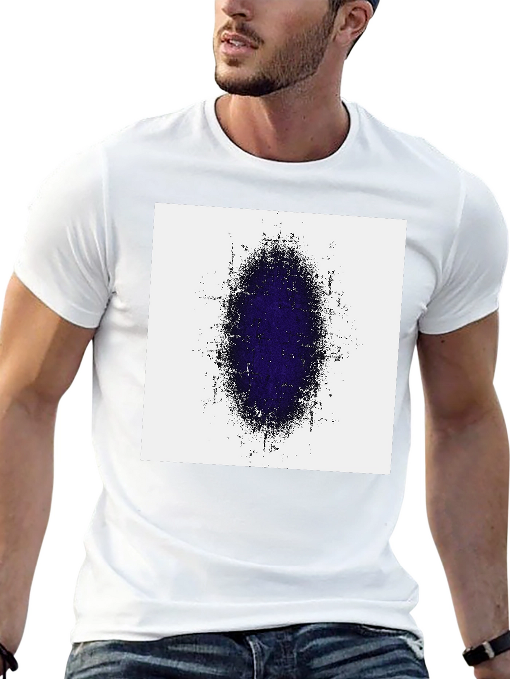 Abstract Oval Graphic Print Black T-Shirt