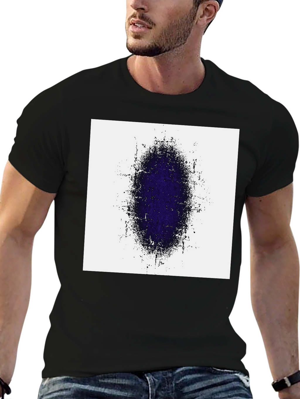 Abstract Oval Graphic Print Black T-Shirt