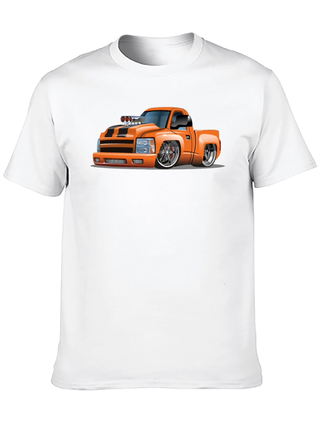Orange Cartoon Truck Graphic Tee - Black T-Shirt