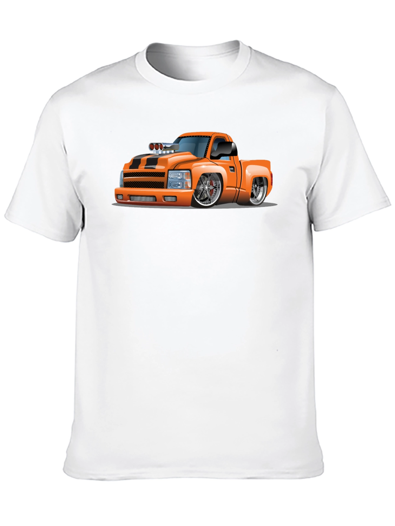 Orange Cartoon Truck Graphic Tee - Black T-Shirt