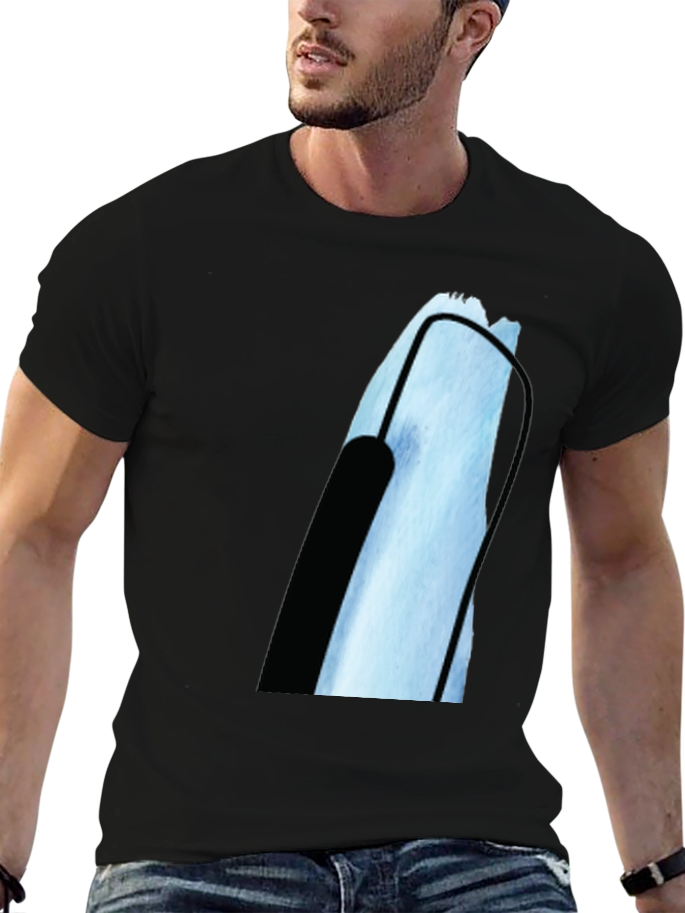 Modern Black T-Shirt with Abstract Graphic Print