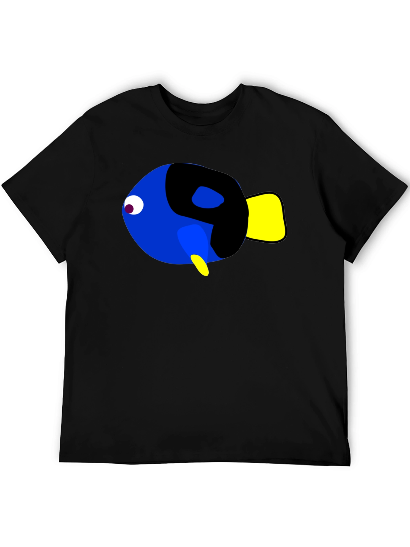 Cartoon Fish Graphic Black T-Shirt