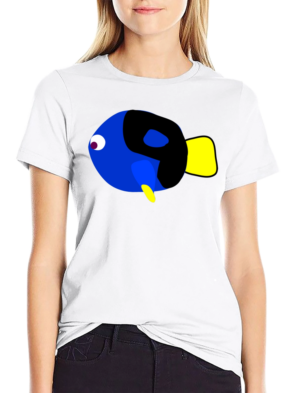 Cartoon Fish Graphic Black T-Shirt
