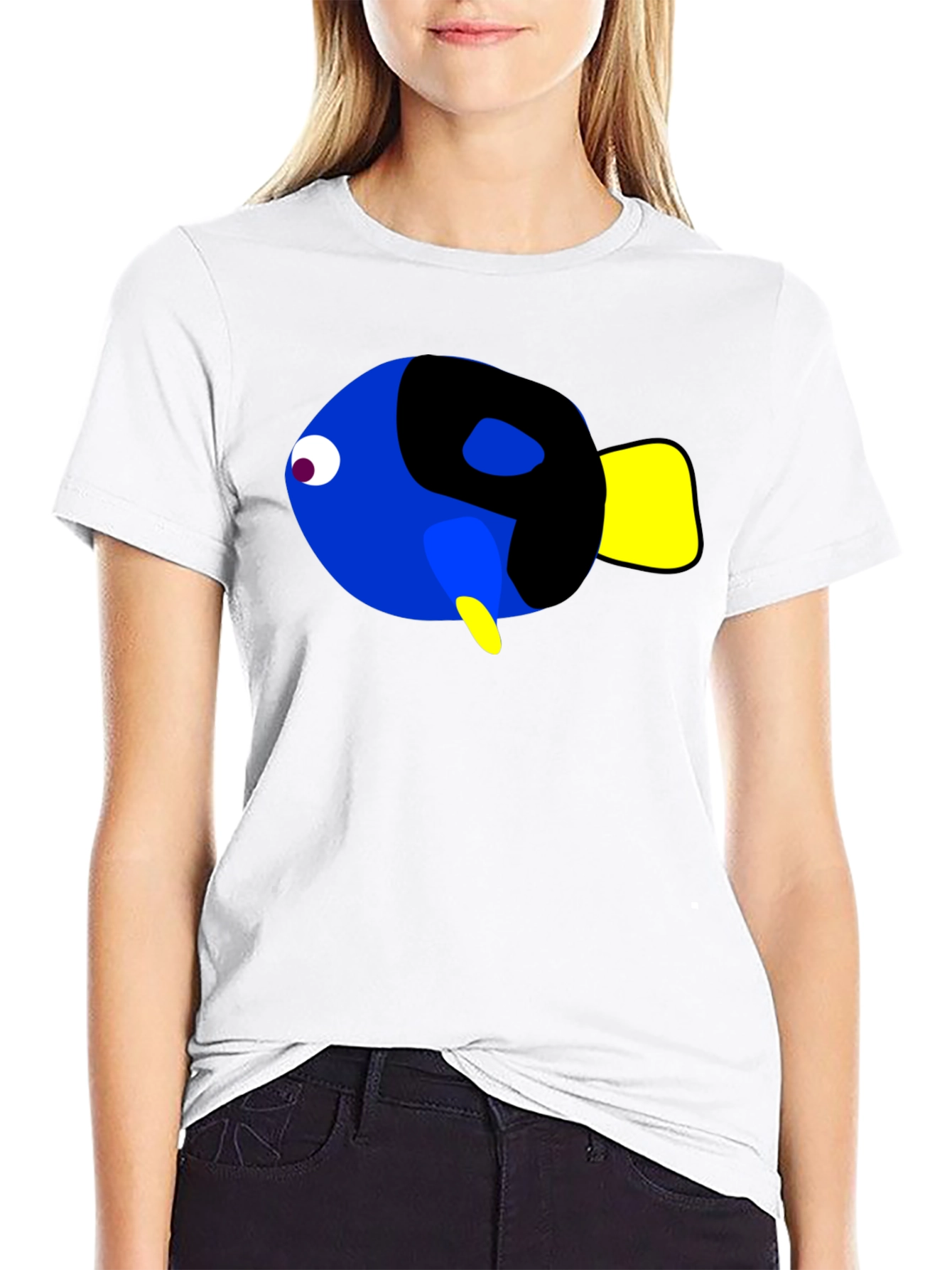 Cartoon Fish Graphic Black T-Shirt