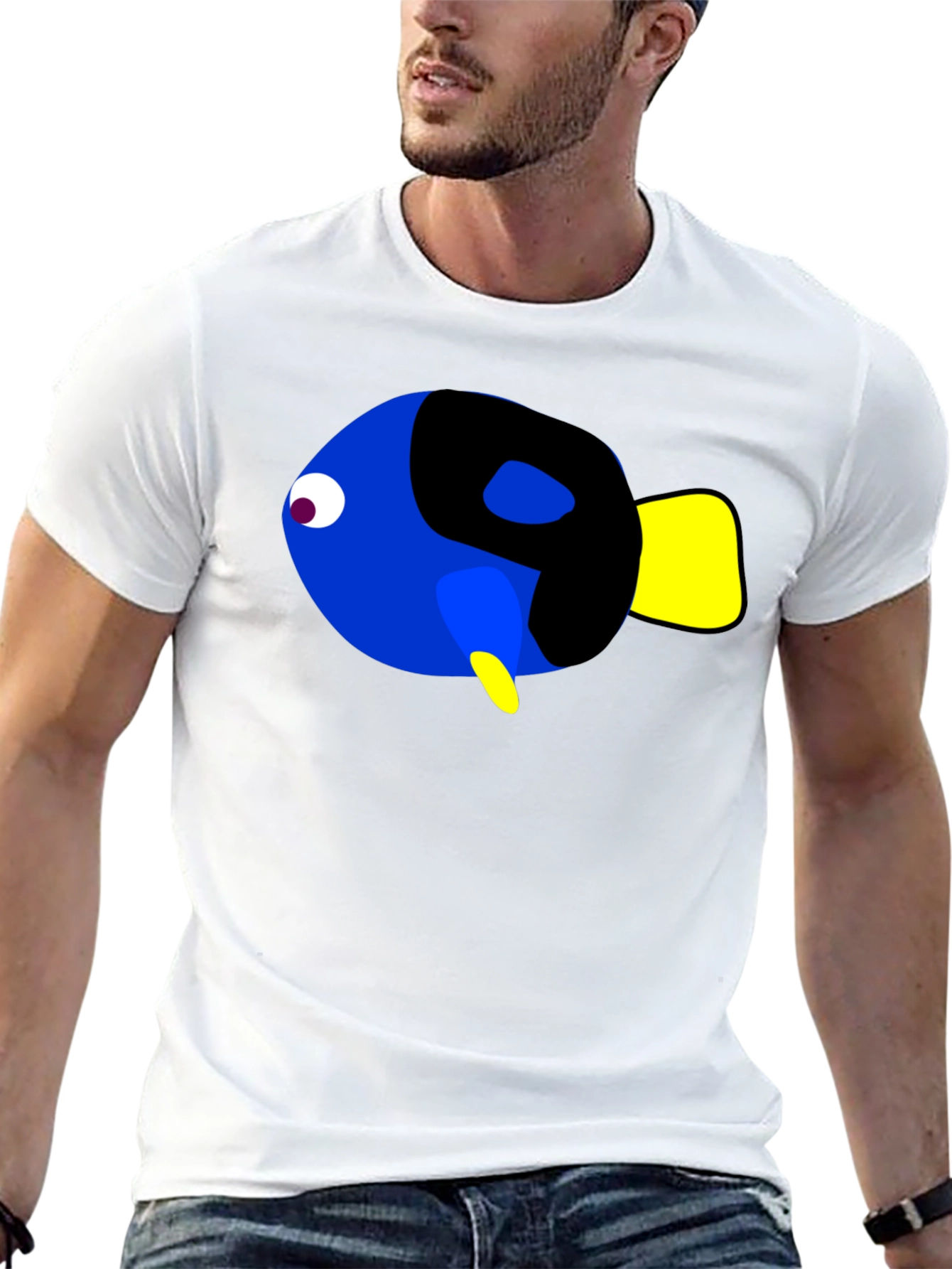 Cartoon Fish Graphic Black T-Shirt