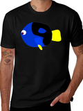 Cartoon Fish Graphic Black T-Shirt