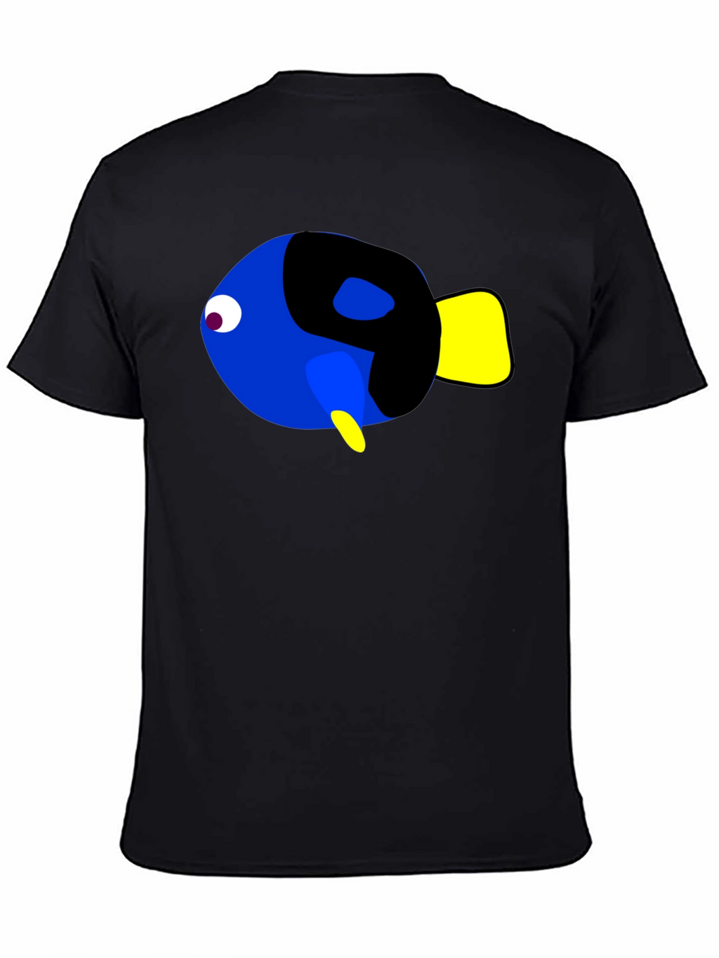 Cartoon Fish Graphic Black T-Shirt