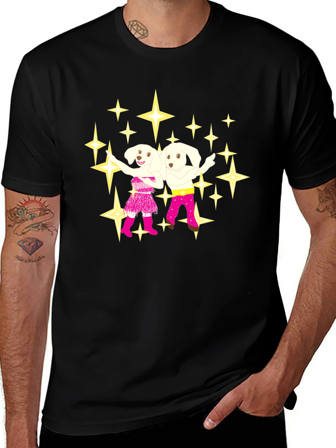 Dancing Dogs Graphic Tee - Black