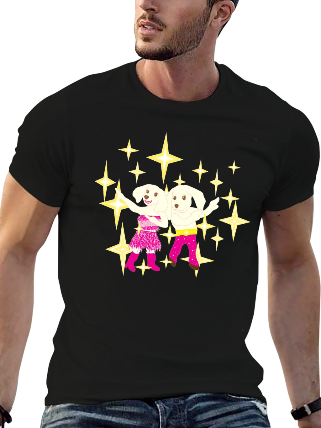 Dancing Dogs Graphic Tee - Black