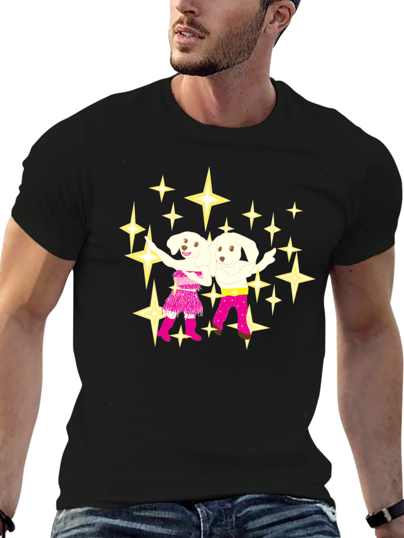 Dancing Dogs Graphic Tee - Black