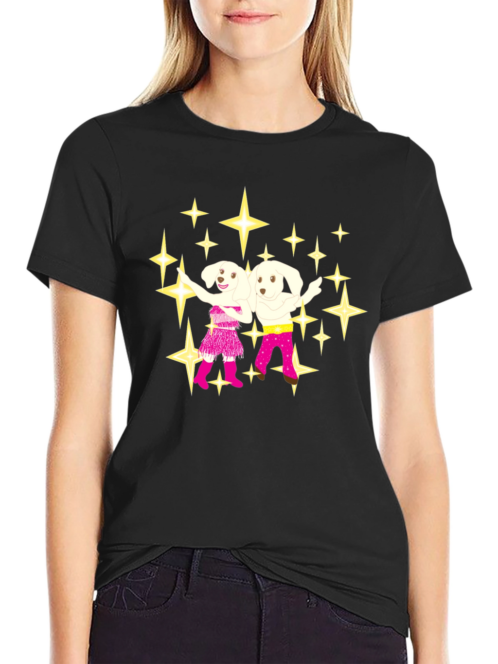 Dancing Dogs Graphic Tee - Black