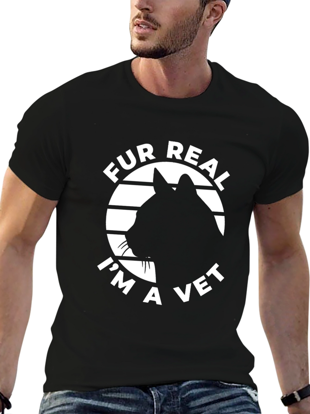 Fur Real Im A Vet Black Cat T-Shirt