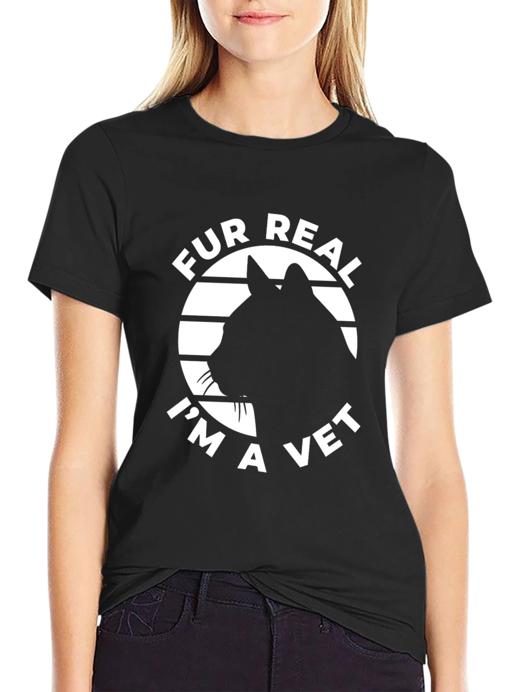 Fur Real Im A Vet Black Cat T-Shirt