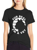 Fur Real Im A Vet Black Cat T-Shirt