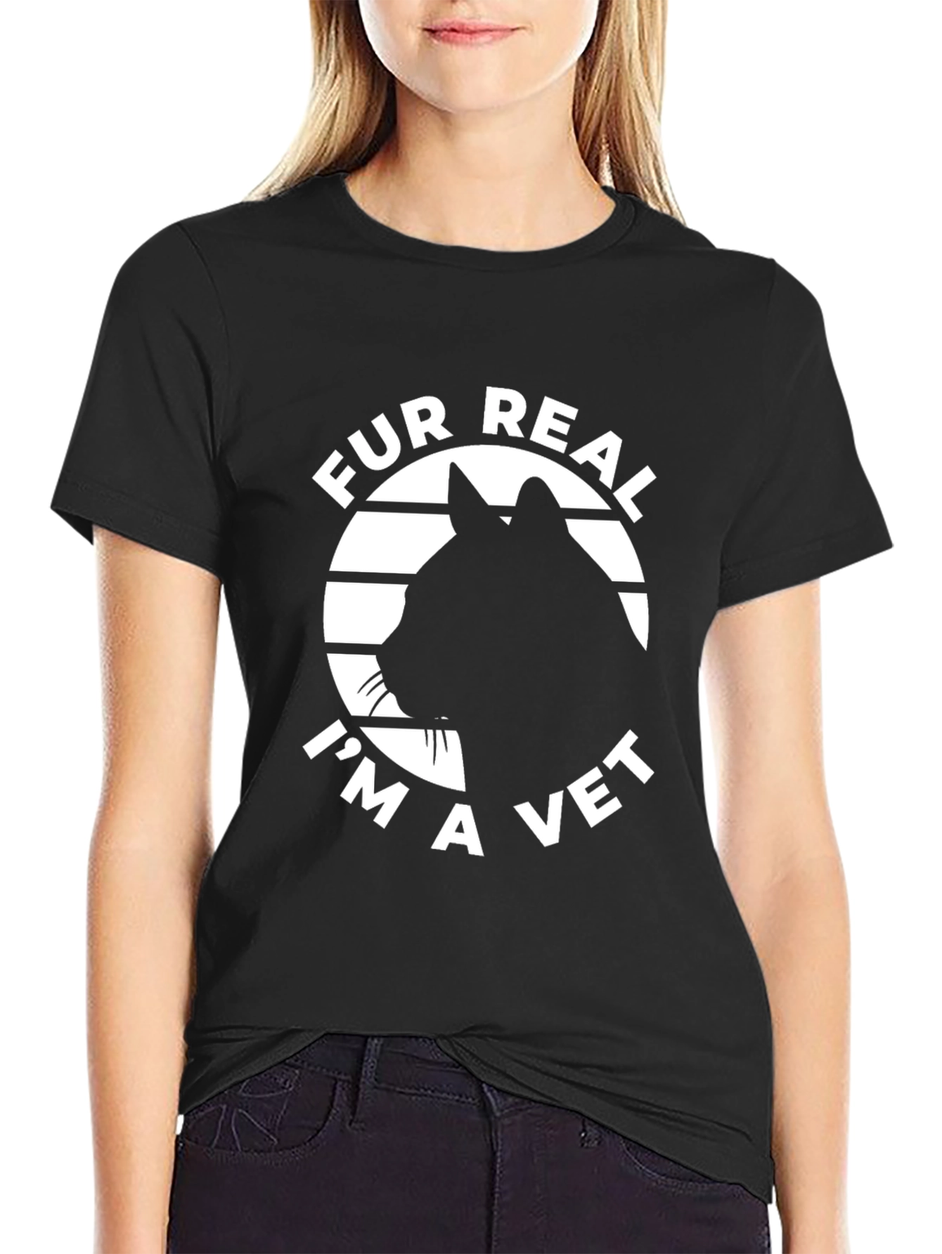 Fur Real Im A Vet Black Cat T-Shirt