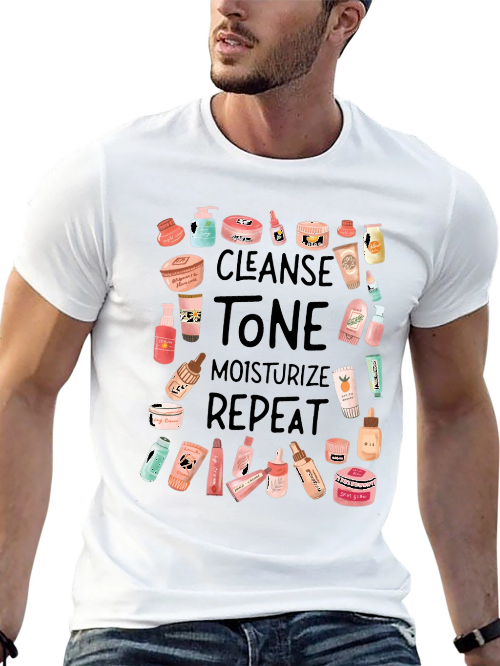 Skincare Routine T-Shirt - Cleanse Tone Moisturize Repeat