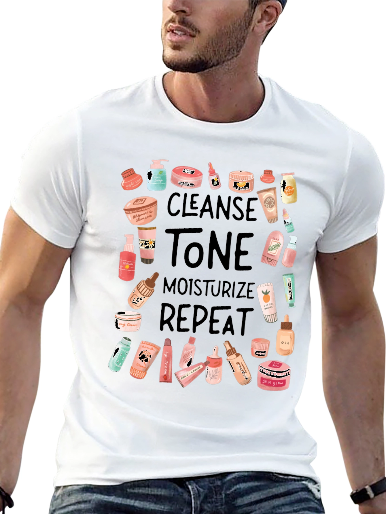 Skincare Routine T-Shirt - Cleanse Tone Moisturize Repeat