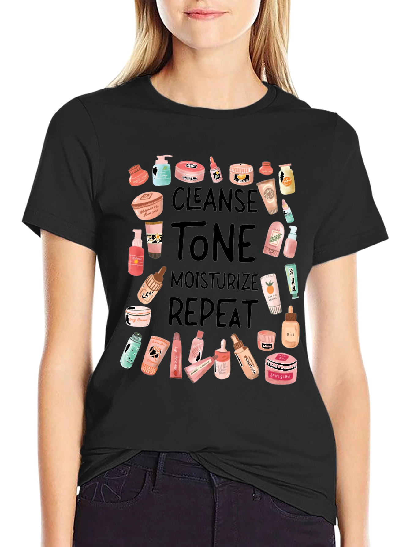 Skincare Routine T-Shirt - Cleanse Tone Moisturize Repeat