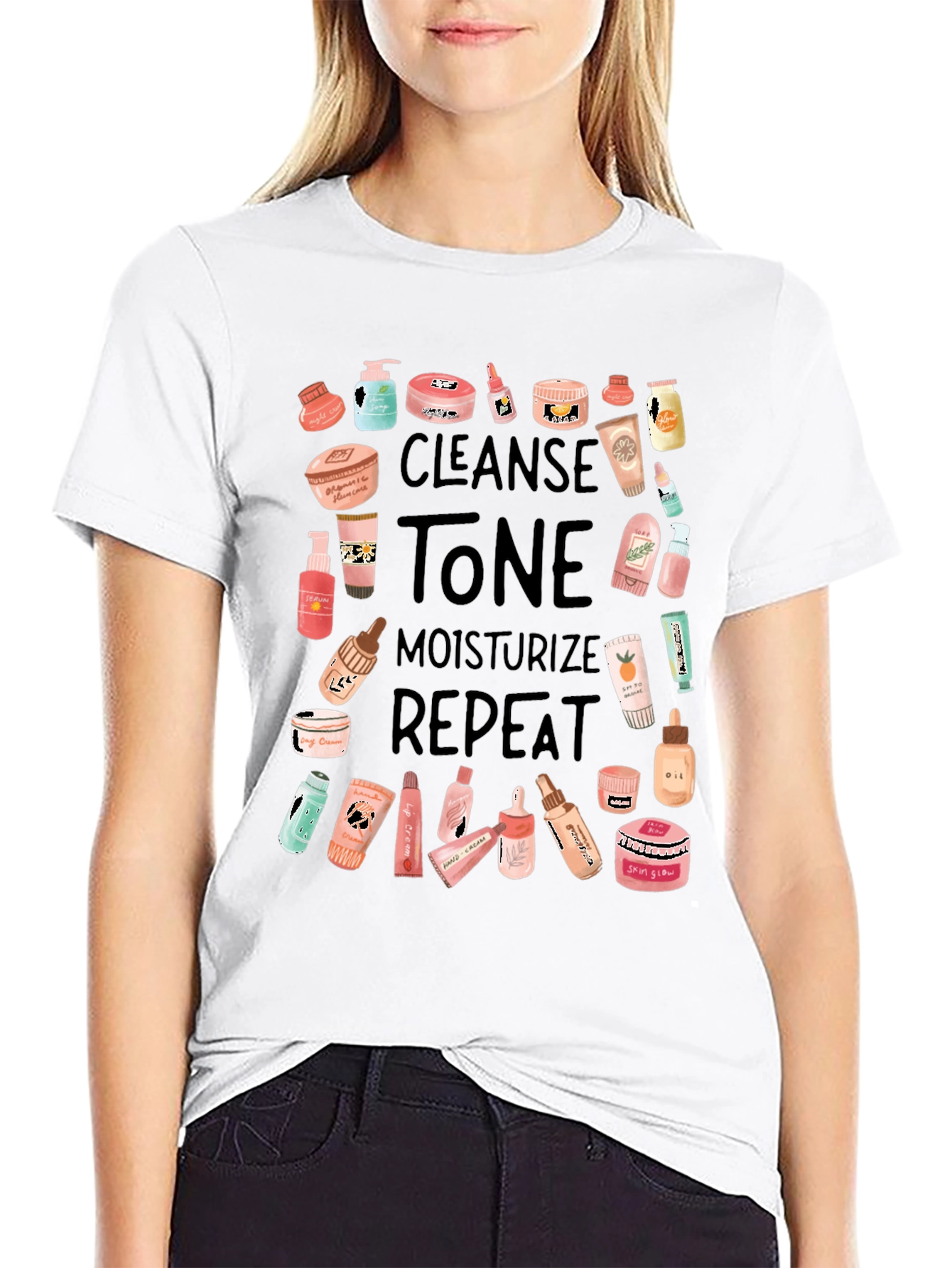 Skincare Routine T-Shirt - Cleanse Tone Moisturize Repeat