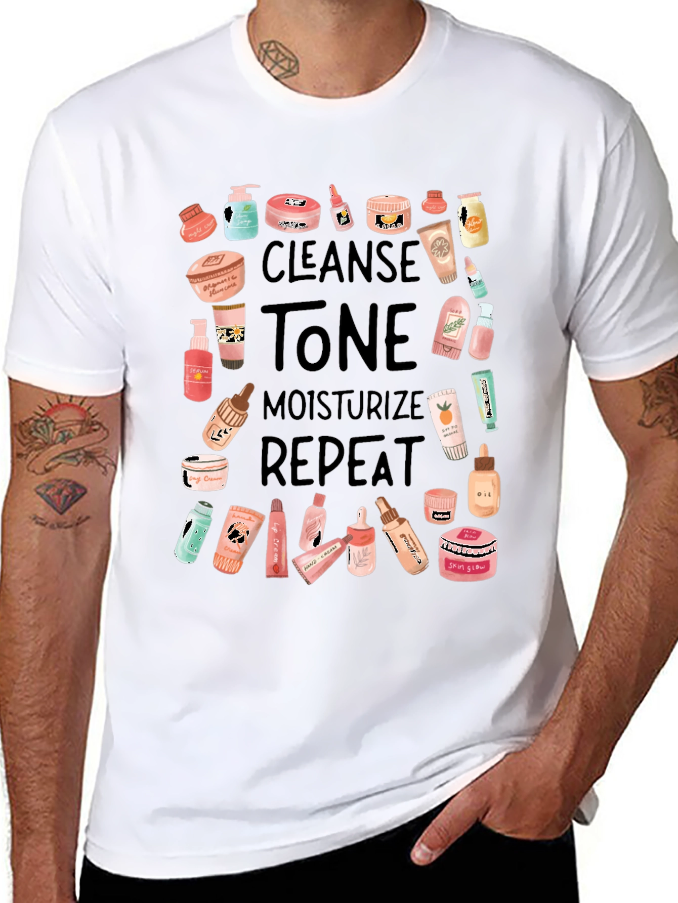 Skincare Routine T-Shirt - Cleanse Tone Moisturize Repeat
