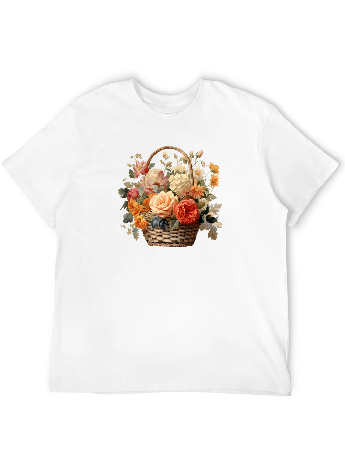 Floral Basket Graphic Tee - Black Unisex T-Shirt