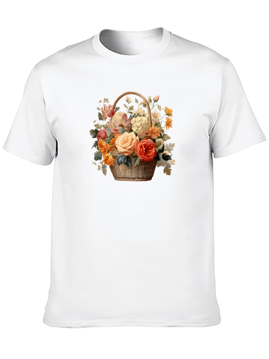 Floral Basket Graphic Tee - Black Unisex T-Shirt