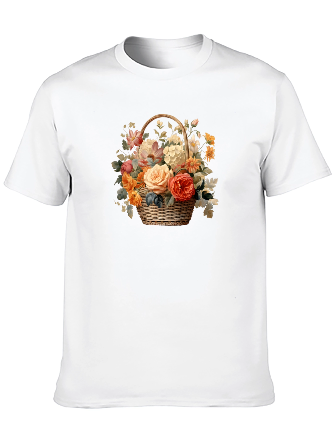 Floral Basket Graphic Tee - Black Unisex T-Shirt