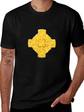Celtic Knot Cross Graphic Tee - Black Cotton T-Shirt