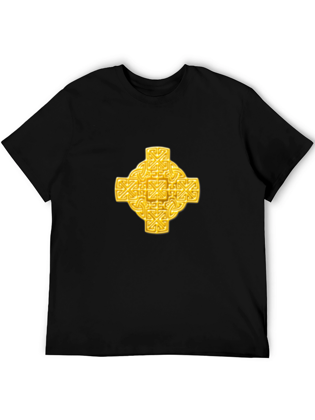 Celtic Knot Cross Graphic Tee - Black Cotton T-Shirt
