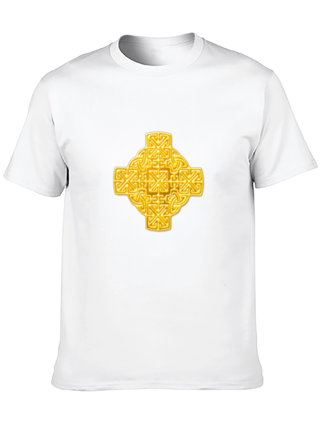 Celtic Knot Cross Graphic Tee - Black Cotton T-Shirt