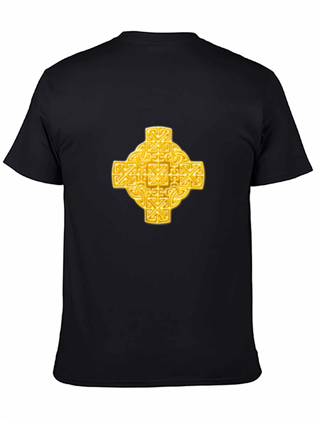 Celtic Knot Cross Graphic Tee - Black Cotton T-Shirt