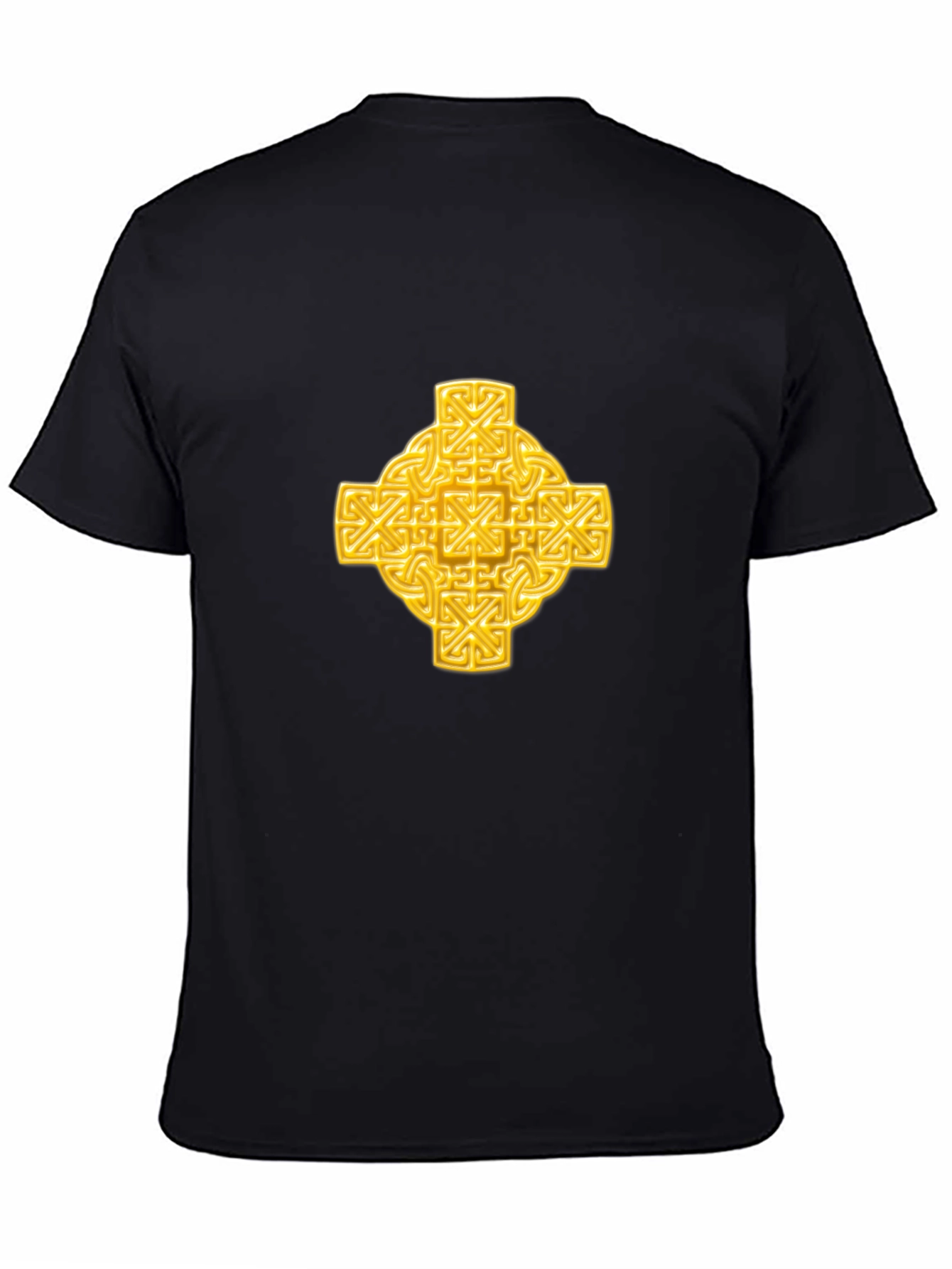 Celtic Knot Cross Graphic Tee - Black Cotton T-Shirt