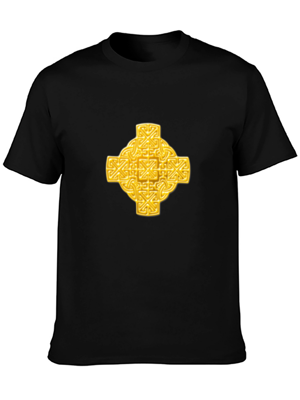 Celtic Knot Cross Graphic Tee - Black Cotton T-Shirt
