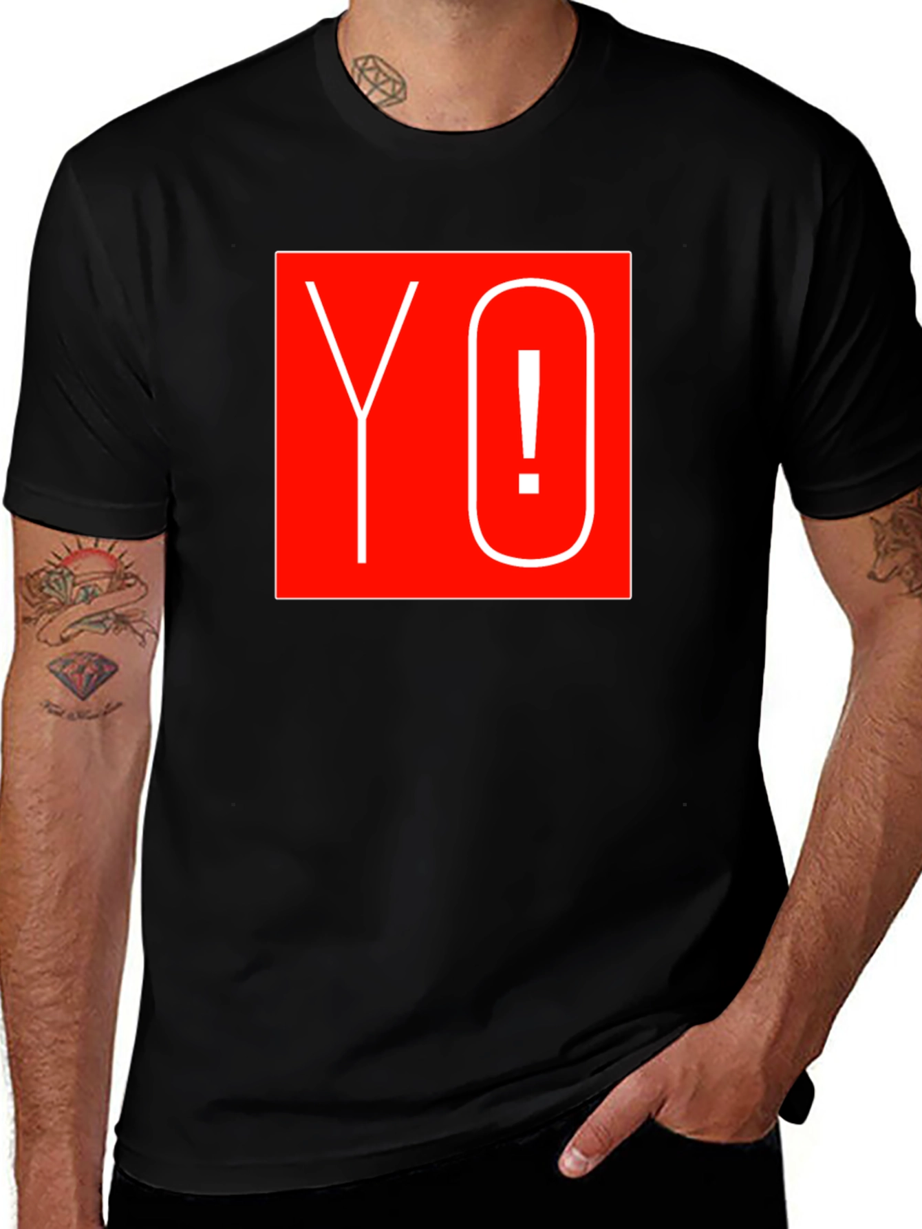 Yo! Graphic Tee - Bold Red Square Design