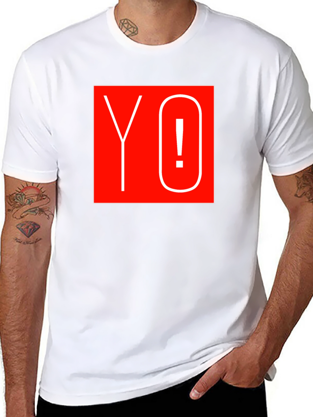 Yo! Graphic Tee - Bold Red Square Design