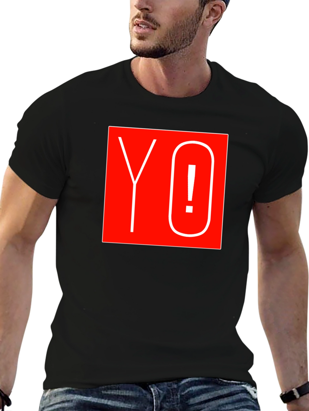 Yo! Graphic Tee - Bold Red Square Design