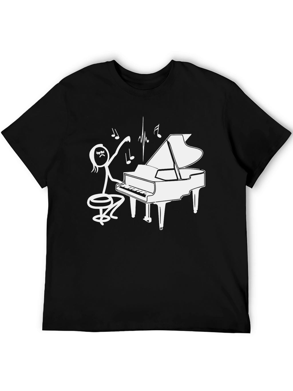 Piano Player Stick Figure Graphic T-Shirt