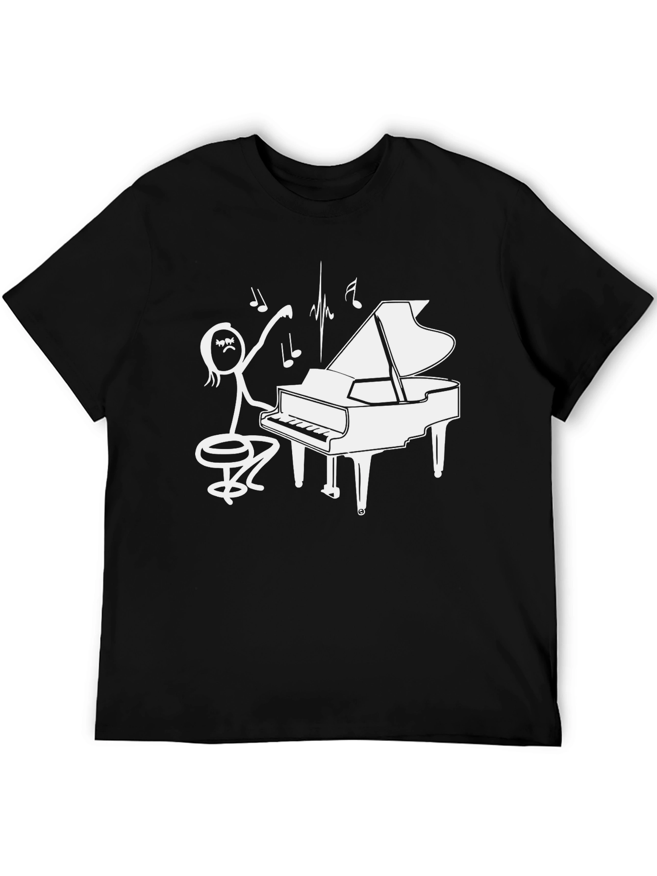 Piano Player Stick Figure Graphic T-Shirt